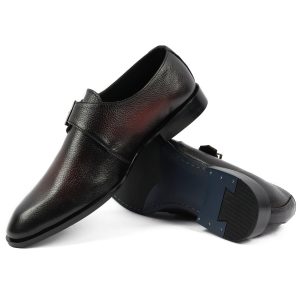 Men's Twotone Black & Burgundy Leather Monk Strap