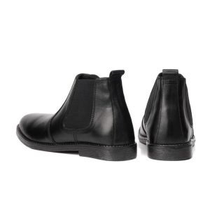 Black Leather Chelsea Boots Classic Slipon Style