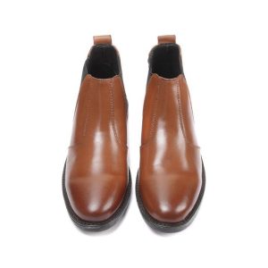 Tan Leather Chelsea Boots Men's Polished Slipon Dress
