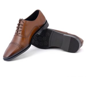Men's Brown Leather Captoe Oxford Dress Shoes Formal