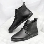 Barefoot Black Leather Boots For Women Wide Toe