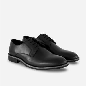 Men's Black Leather Laceup Derby Shoe With Bella